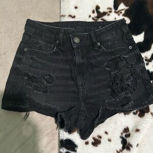 American Eagle Outfitters Black Distressed Women Shorts